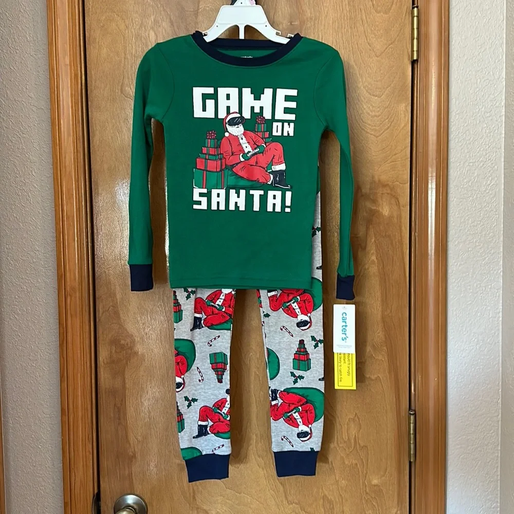 GAME ON SANTA 2 piece pajama set